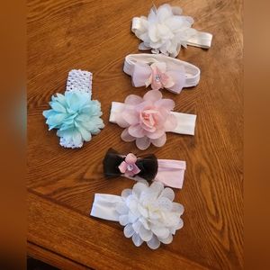 6 pc assorted bow & flower headbands